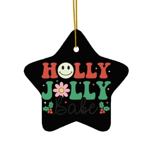 Holly Jolly Babe Ceramic Ornaments
