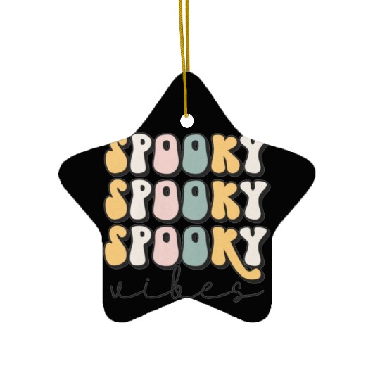 Spooky Vibes Groovy Halloween Trick Or Treat Ceramic Ornaments