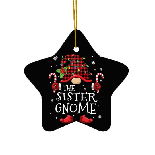 Sister Gnome Buffalo Plaid Christmas Tree Family Ceramic Ornaments