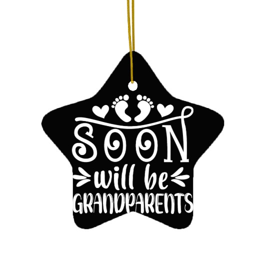 You Will Soon Become Grandparents. Grandma Grandpa Ceramic Ornaments