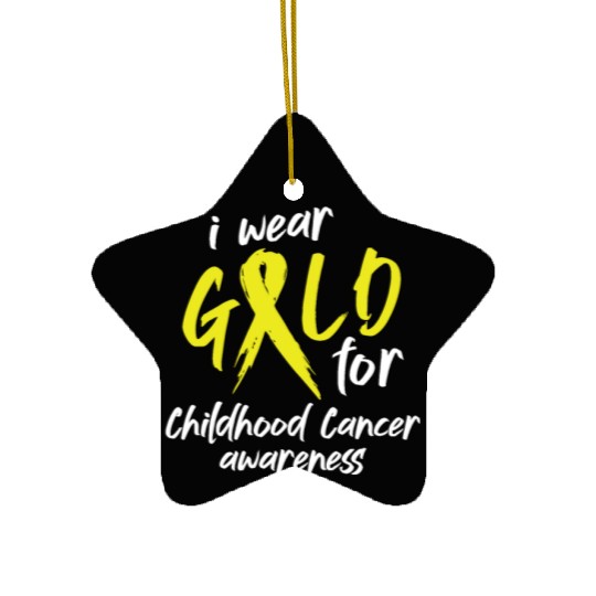 I Wear Gold For Childhood Cancer Awareness Ceramic Ornaments