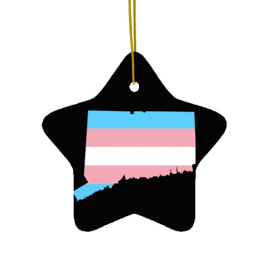 Trans Flag Connecticut LGBT Pride Support Ceramic Ornaments