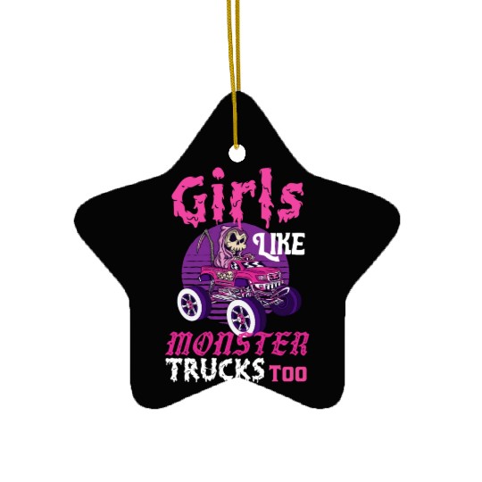 Girls Like Monster Trucks Grim Reaper Halloween Ceramic Ornaments