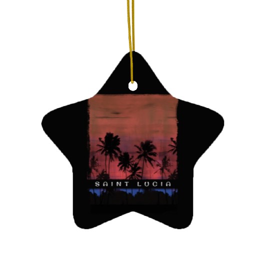 St Lucia Caribbean Vacation Souvenir Palm Tree Ceramic Ornaments