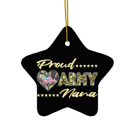 Womens Proud Army Nana US Flag Dog Tag Military Ceramic Ornaments