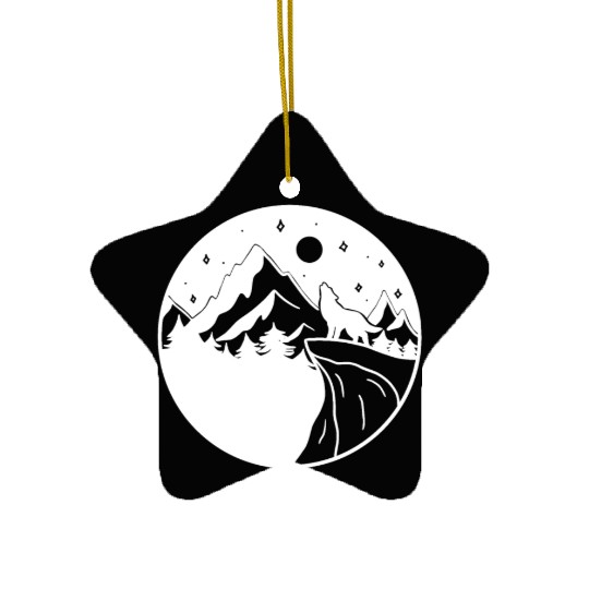 Wolf on the Mountain Ceramic Ornaments