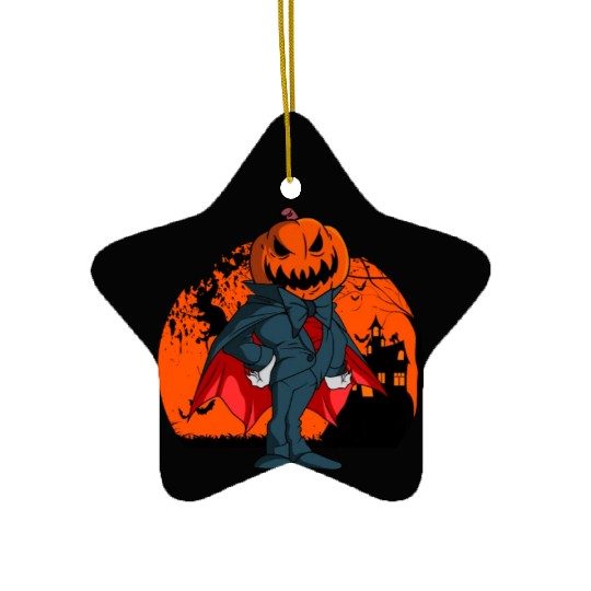 Vampire Pumpkin Head Jack O' Lantern Halloween Ceramic Ornaments