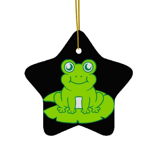 frog sitting water lily sea leaf Ceramic Ornaments