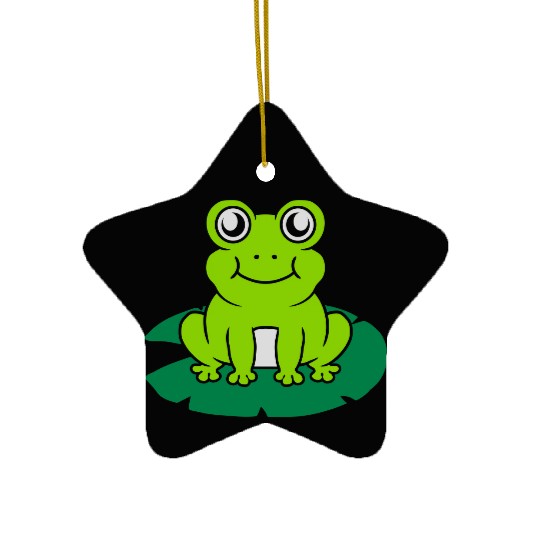 Cute frog sitting water lily Ceramic Ornaments