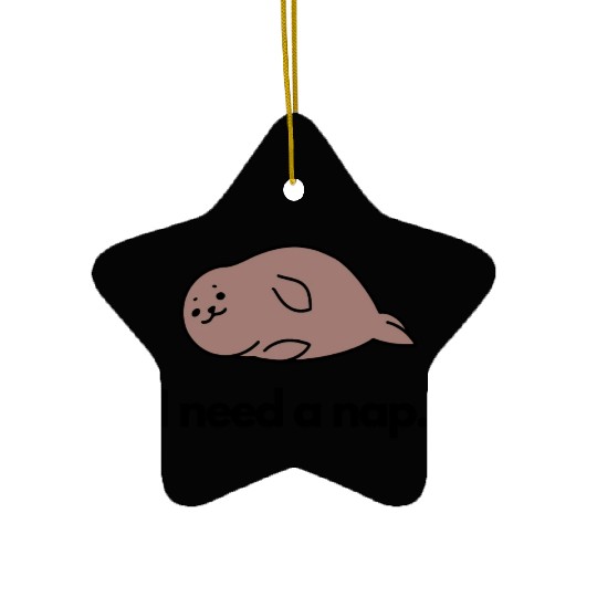 I Need a Nap Sleepy Seal Ceramic Ornaments