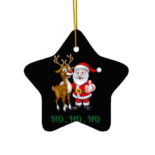 Rudolph the red nose reindeer with Santa Ceramic Ornaments