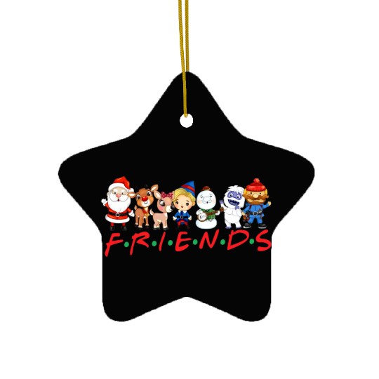Christmas Friends Santa Rudolph Snowman Family Ceramic Ornaments