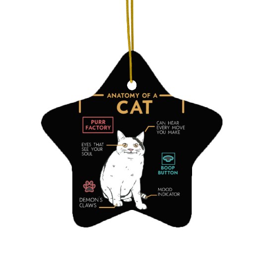 Funny Weird Cat Meme Smiling, Anatomy of A Cat Ceramic Ornaments