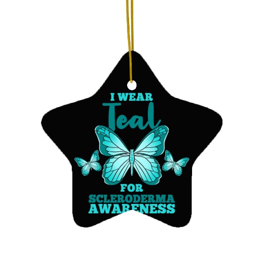 I Wear Teal For Scleroderma Awareness Ceramic Ornaments