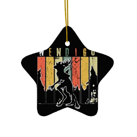 Retro Folk Wendigo Halloween Cryptid Monster Ceramic Ornaments