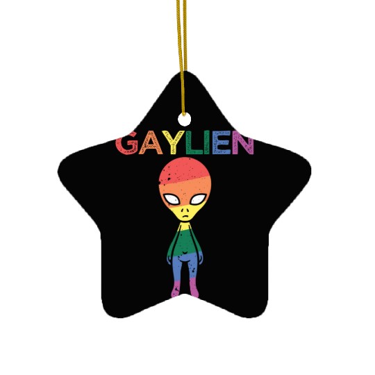 Gaylien LGBTQ+ Gay LGBT Community Rainbow Pride Ceramic Ornaments