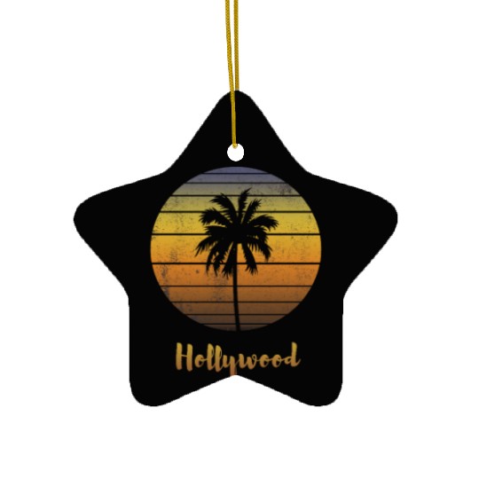 Retro Souvenir Hollywood California Sunset Ceramic Ornaments