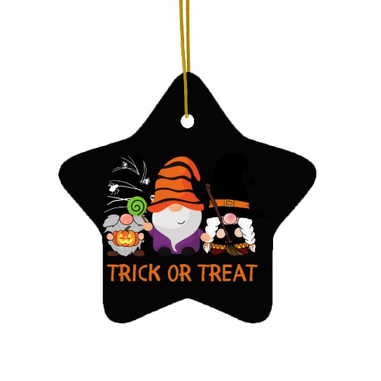 Trick or Treat Gnomes Ceramic Ornaments