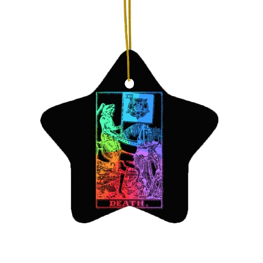 Death Tarot Card Psychic Occult Pagan Witch Rainbo Ceramic Ornaments