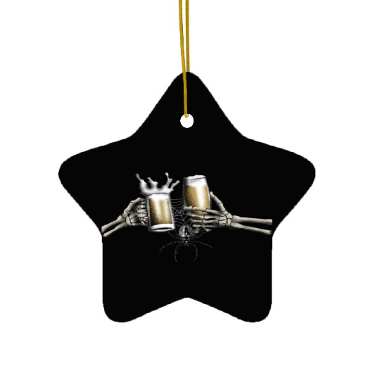 Funny Hallowen Hands Skeleton Drinking Beer Ceramic Ornaments