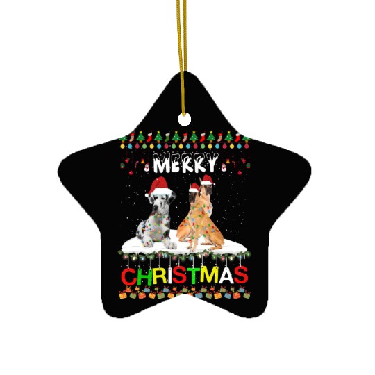 Great Dane Christmas Tree Light Pajama Xmas Dog Ceramic Ornaments