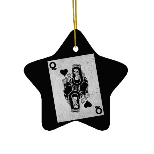 Womens Skeleton Queen Playing Card Gambling Hallow Ceramic Ornaments