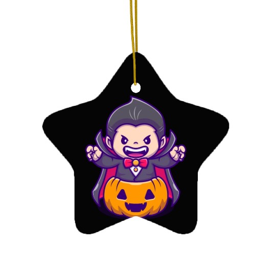 Vampire In A Creep Pumpkin - Halloween Ceramic Ornaments