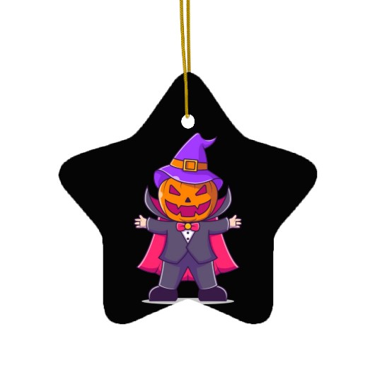Vampire With Pumpkin Head - Halloween Ceramic Ornaments