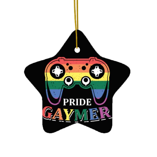 Pride Gaymer LGBT Gay Gamer Rainbow Pride Flag Ceramic Ornaments