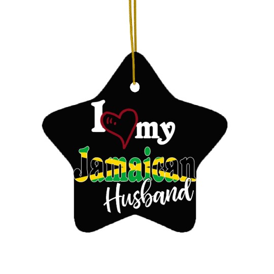 Proud Jamaican Matching Couples I Love My Jamaican Ceramic Ornaments