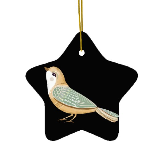 Folk art little fancy bird Ceramic Ornaments