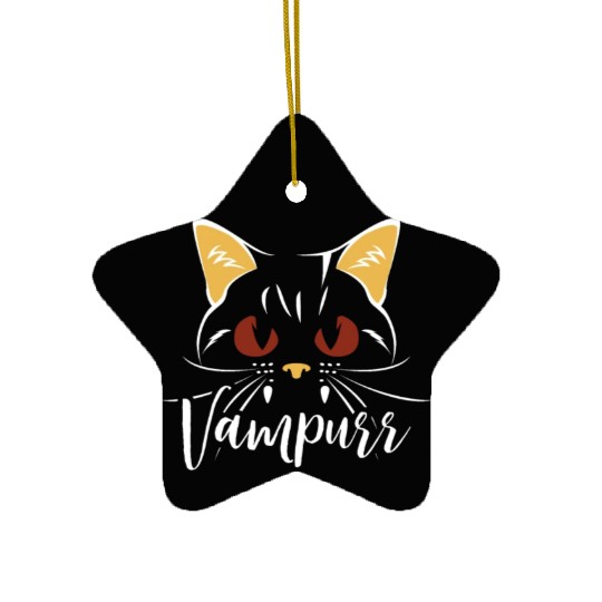 Vampurr Vampire Trick Or Treating Cat Halloween Ceramic Ornaments