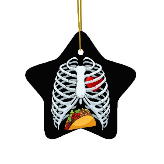 Funny Taco Skeleton Rib Cage Dad Halloween Costume Ceramic Ornaments