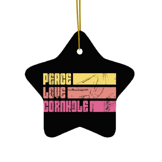 Peace Love Cornhole Ceramic Ornaments