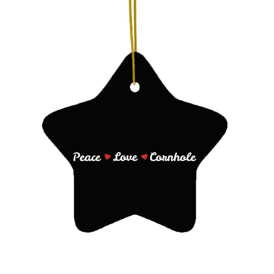 Peace love cornhole heart Ceramic Ornaments