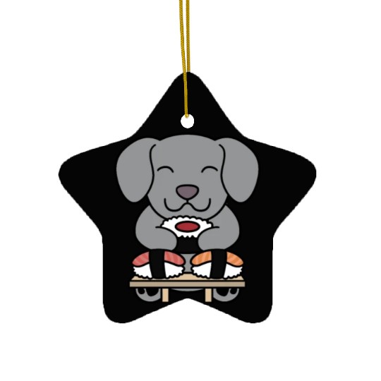 Sushi Lover Weimaraner Ceramic Ornaments