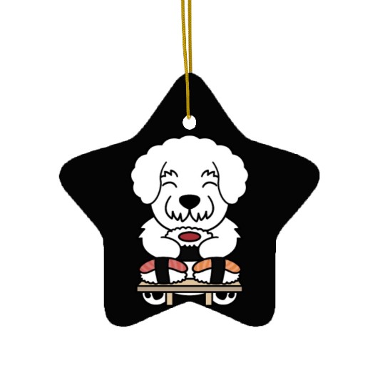 Sushi Lover Bichon Frise Ceramic Ornaments