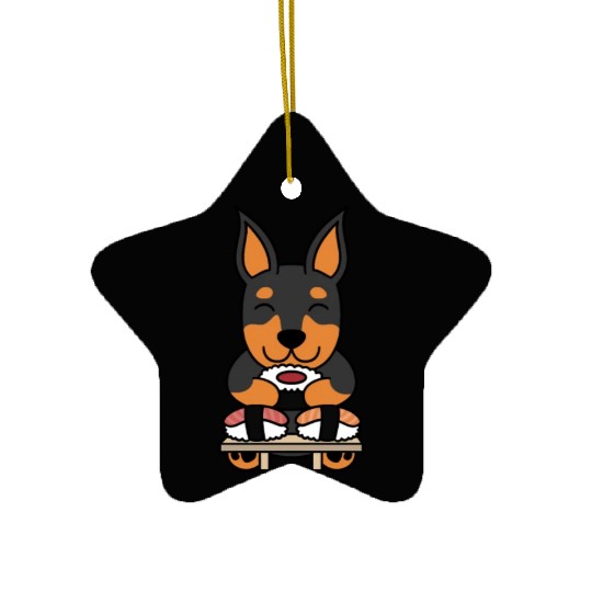 Sushi Lover Doberman Ceramic Ornaments
