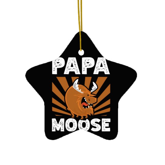 Papa Moose Wildlife Animal Alces Deer Fathers Day Ceramic Ornaments