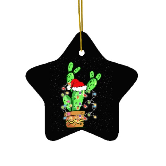 Christmas Lights Cactus Lover Funny Xmas Gift Ceramic Ornaments
