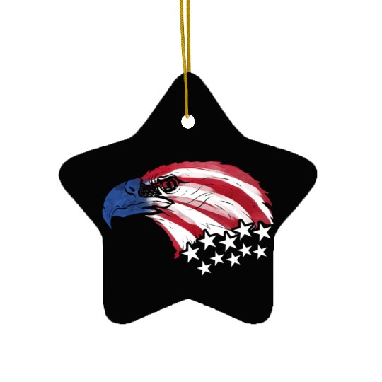Bald Eagle US Flag Colors Patriotic 4th Of July Ceramic Ornaments