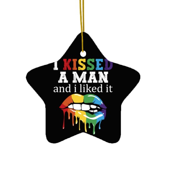I Kissed A Man And I liked It LGBT Rainbow Pride Ceramic Ornaments