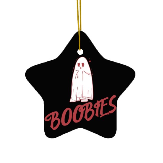 Surprised ghost loves boobies, Boo halloween Ceramic Ornaments