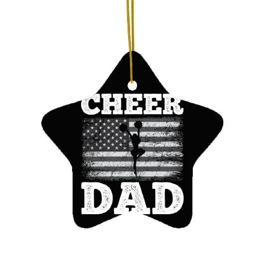 Cheer Dad American Flag Vintage Funny Cheerleader Ceramic Ornaments