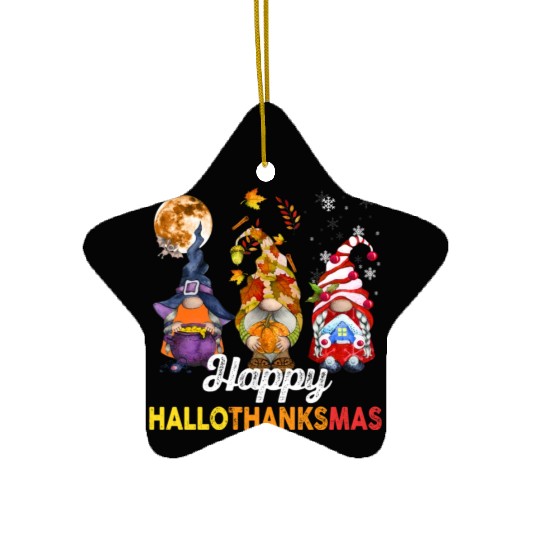 Gnomes Lover Halloween Merry Christmas Ceramic Ornaments