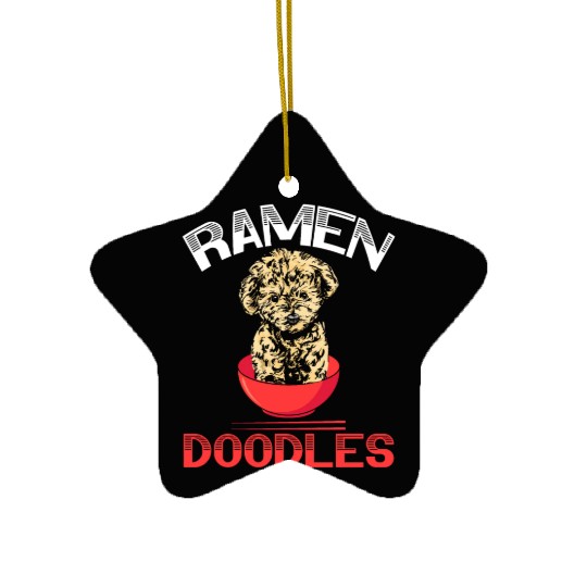 Ramen Doodles Goldendoodle Dog Lover Puppy Paw Ceramic Ornaments