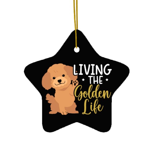 Living The Golden Life Goldendoodle Dog Owner Ceramic Ornaments