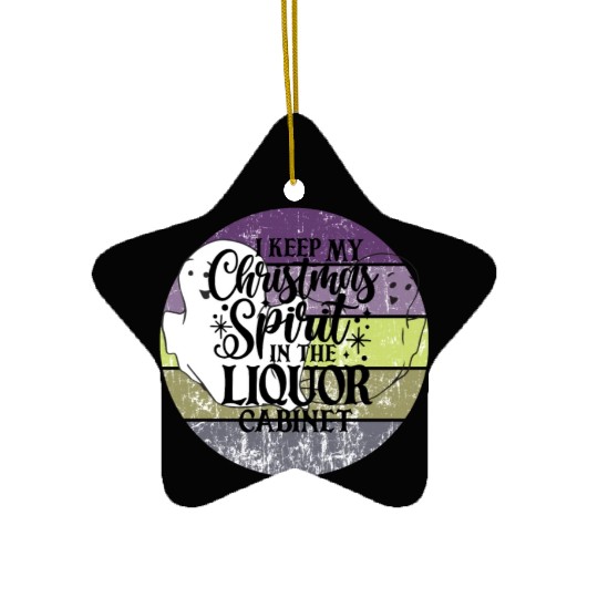 Funny Christmas Spirit Ghosts Sunset Ceramic Ornaments