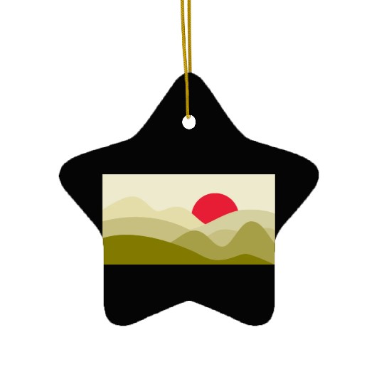 Minimalist Sun Olive Green Ceramic Ornaments