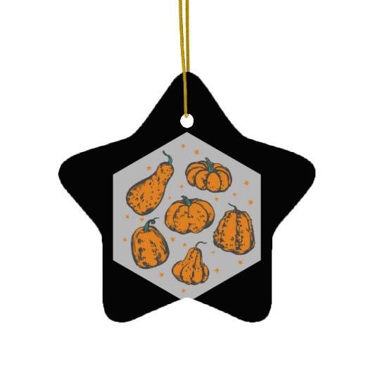 Halloween Theme Cute Pumpkins Hexagon Coffee Ceramic Ornaments